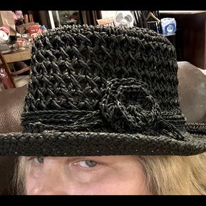Black Crocheted Bucket Hat Stiff One Size Fits All